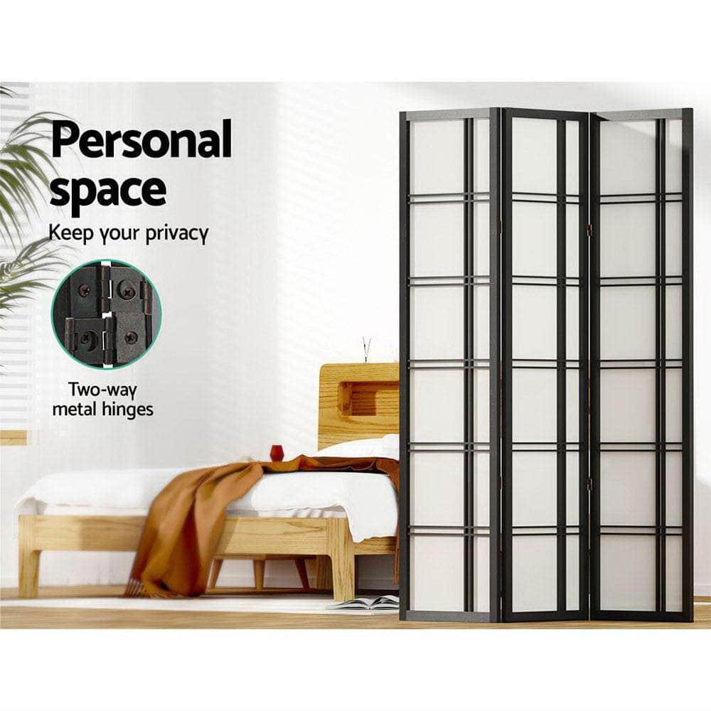 Room Divider Screen Privacy Wood Dividers Stand 3 Panel Nova Black
