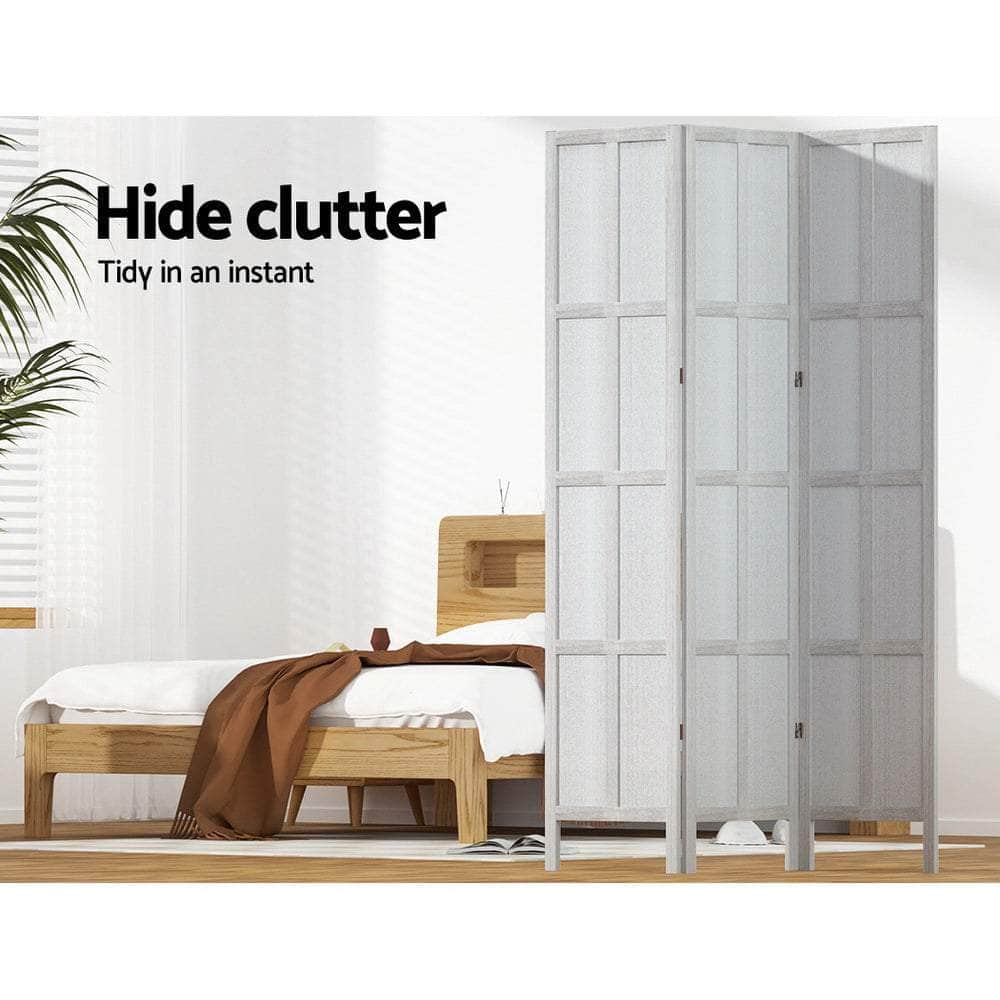 Room Divider Screen Privacy Wood Dividers Stand 3 Panel White