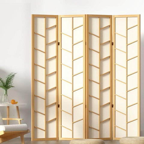 Room Divider Screen Privacy Wood Dividers Stand 4 Panel Archer Natural