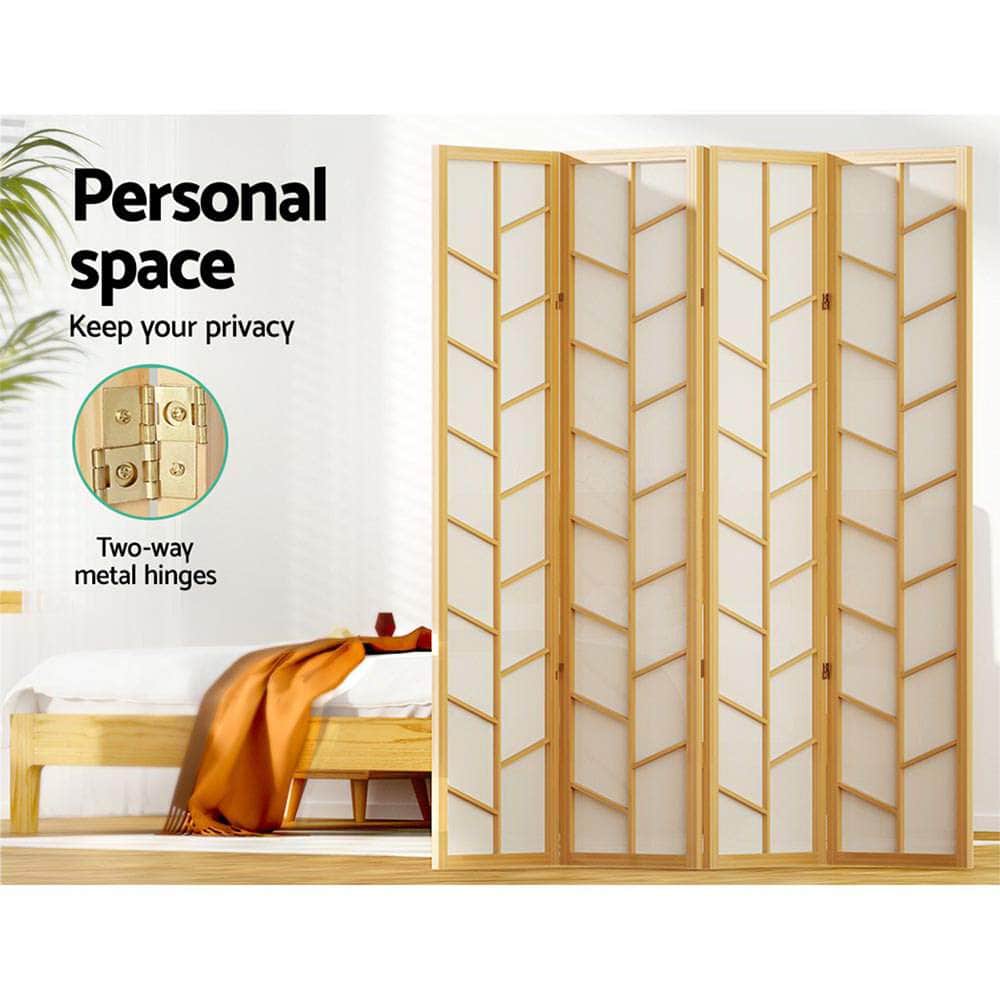 Room Divider Screen Privacy Wood Dividers Stand 4 Panel Archer Natural