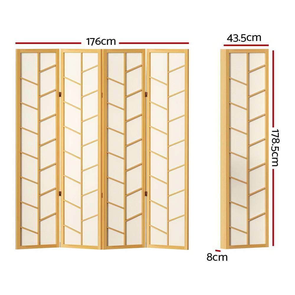 Room Divider Screen Privacy Wood Dividers Stand 4 Panel Archer Natural