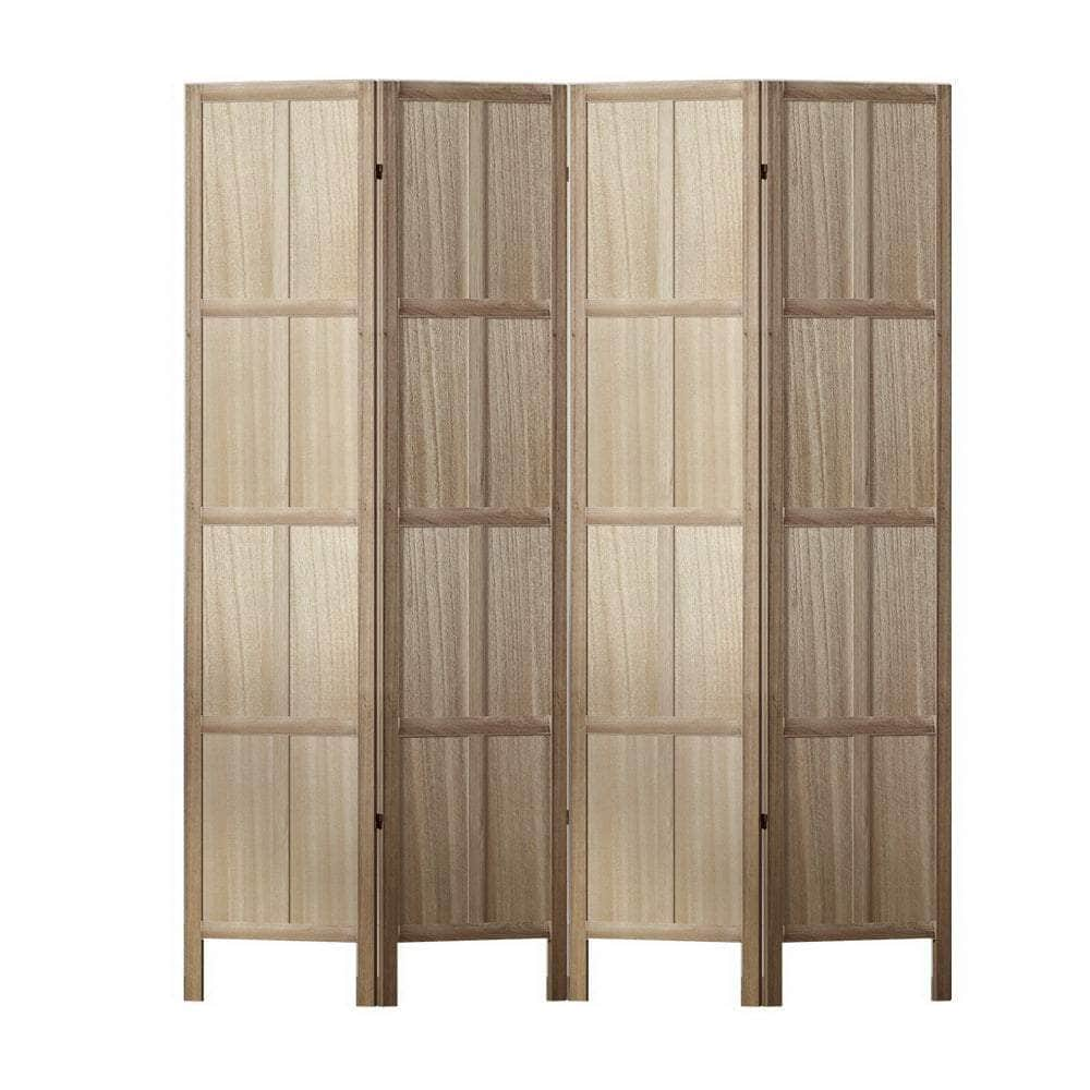 Room Divider Screen Privacy Wood Dividers Stand 4 Panel Brown