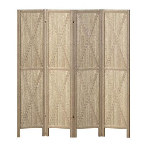 Room Divider Screen Privacy Wood Dividers Stand 4 Panel Brown