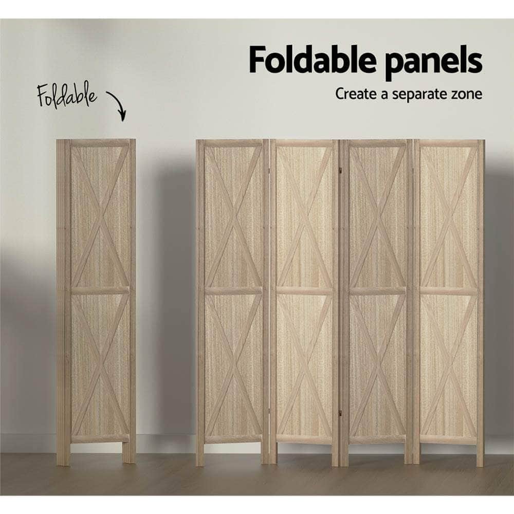 Room Divider Screen Privacy Wood Dividers Stand 4 Panel Brown