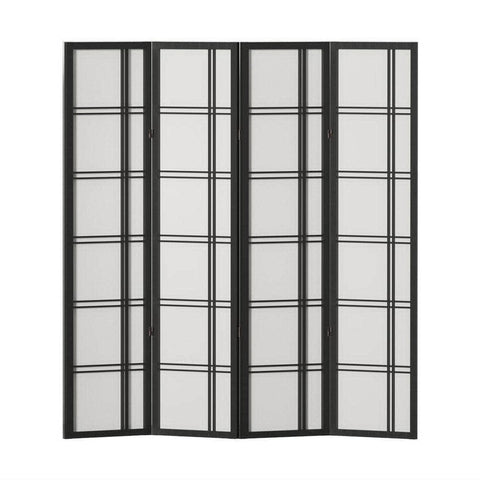 Room Divider Screen Privacy Wood Dividers Stand 4 Panel Nova Black