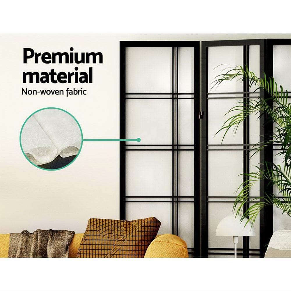 Room Divider Screen Privacy Wood Dividers Stand 4 Panel Nova Black
