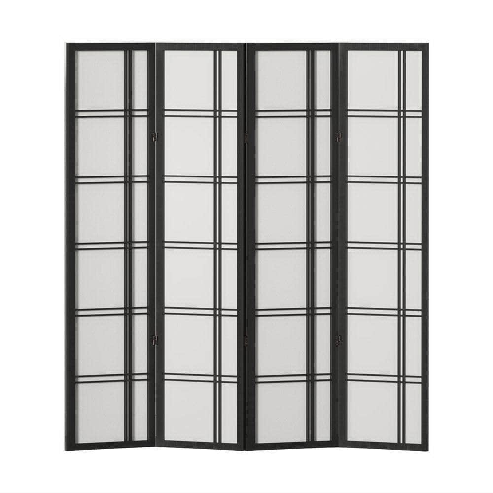 Room Divider Screen Privacy Wood Dividers Stand 4 Panel Nova Black