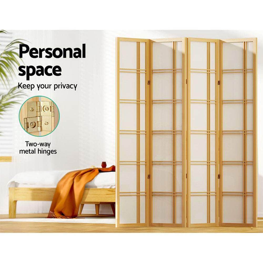 Room Divider Screen Privacy Wood Dividers Stand 4 Panel Nova Natural