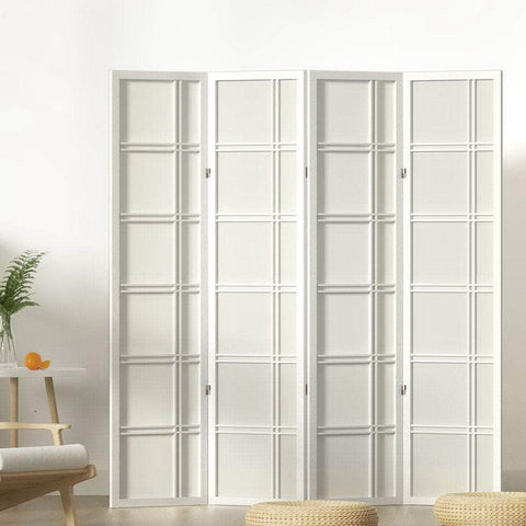 Room Divider Screen Privacy Wood Dividers Stand 4 Panel Nova White