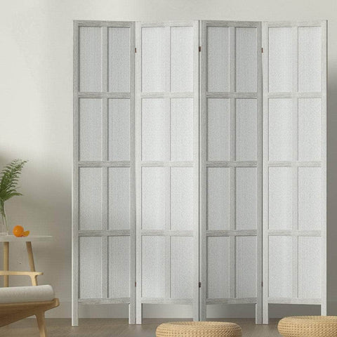 Room Divider Screen Privacy Wood Dividers Stand 4 Panel White