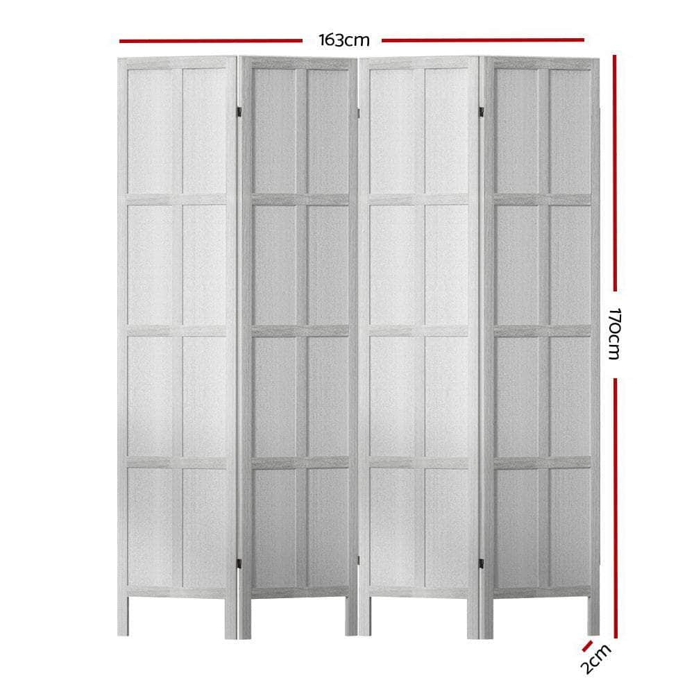 Room Divider Screen Privacy Wood Dividers Stand 4 Panel White