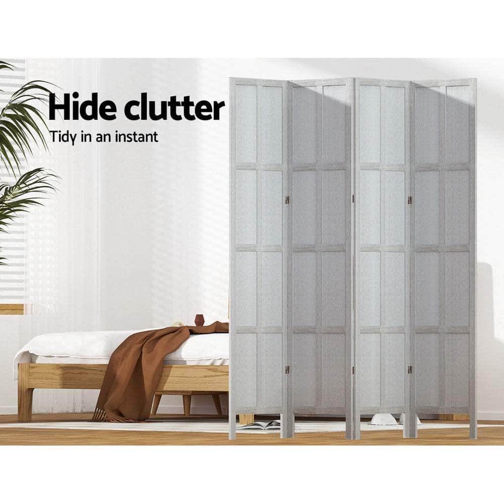 Room Divider Screen Privacy Wood Dividers Stand 4 Panel White