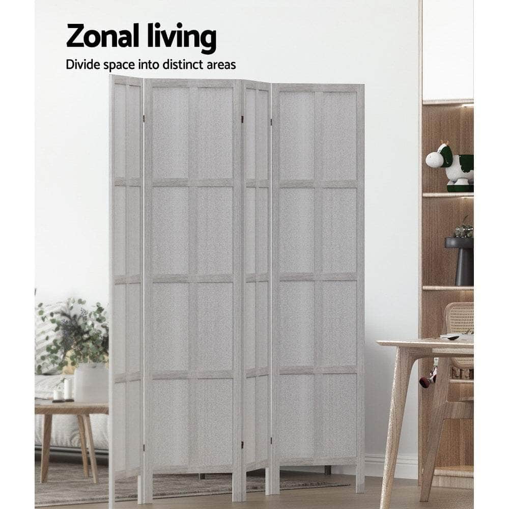 Room Divider Screen Privacy Wood Dividers Stand 4 Panel White