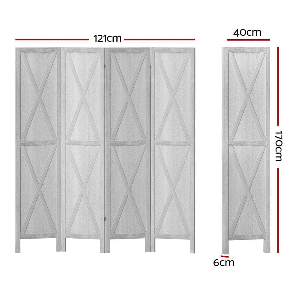 Room Divider Screen Privacy Wood Dividers Stand 4 Panel White