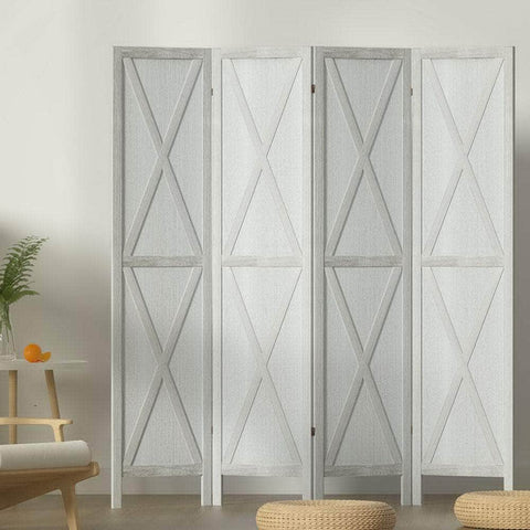 Room Divider Screen Privacy Wood Dividers Stand 4 Panel White