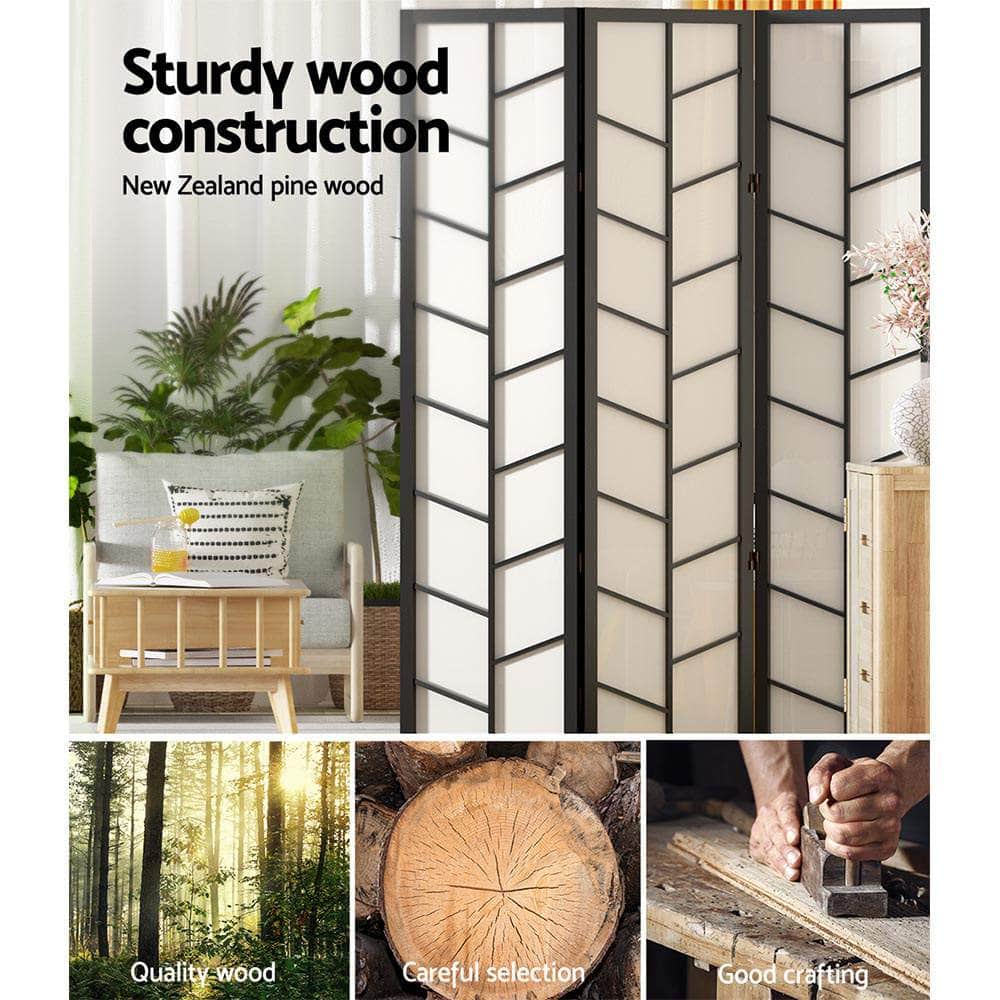 Room Divider Screen Privacy Wood Dividers Stand 6 Panel Archer Black