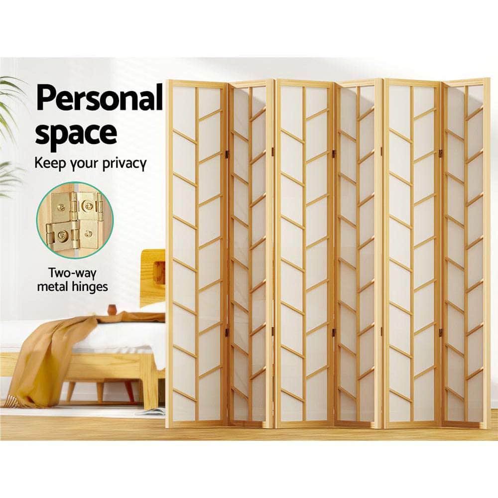 Room Divider Screen Privacy Wood Dividers Stand 6 Panel Archer Natural
