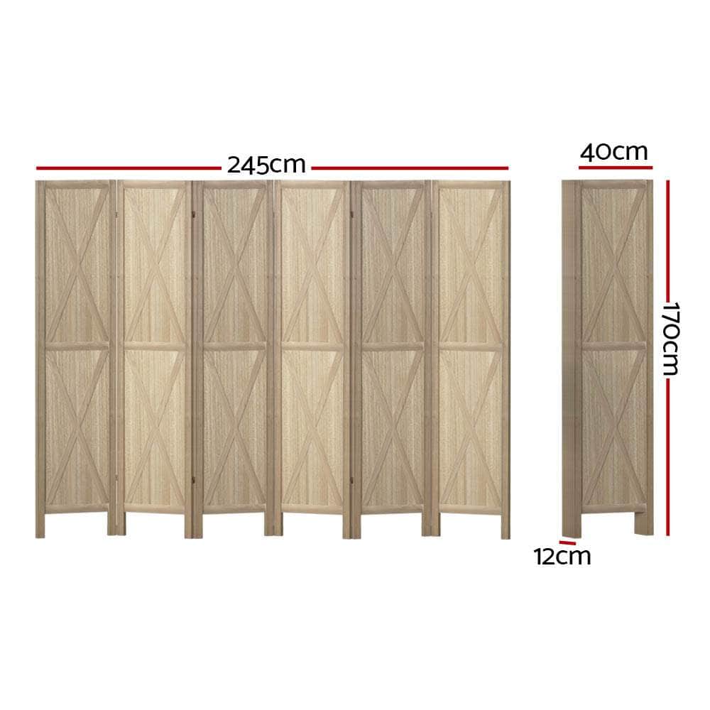 Room Divider Screen Privacy Wood Dividers Stand 6 Panel Brown