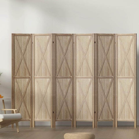 Room Divider Screen Privacy Wood Dividers Stand 6 Panel Brown