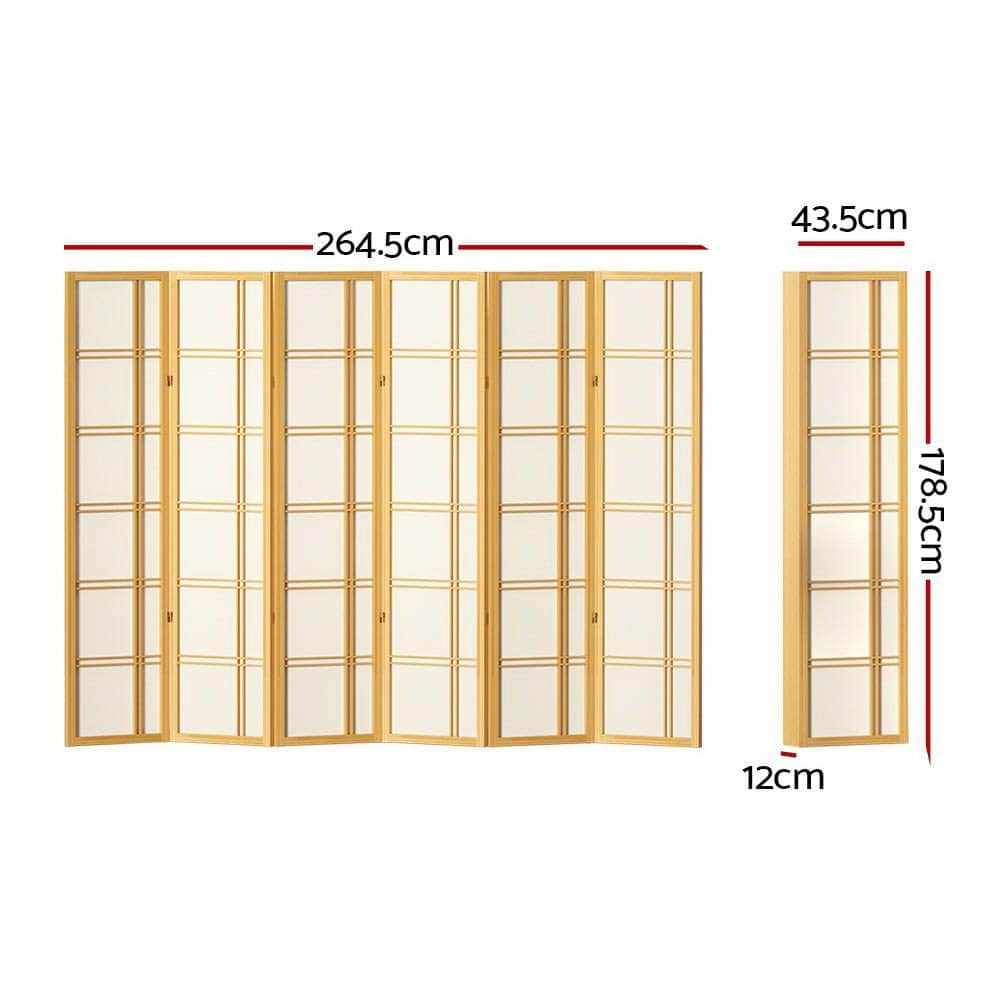 Room Divider Screen Privacy Wood Dividers Stand 6 Panel Nova Natural