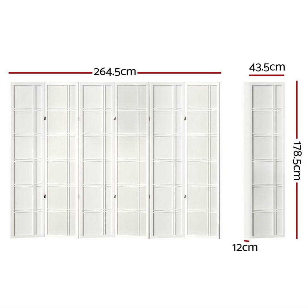 Room Divider Screen Privacy Wood Dividers Stand 6 Panel Nova White