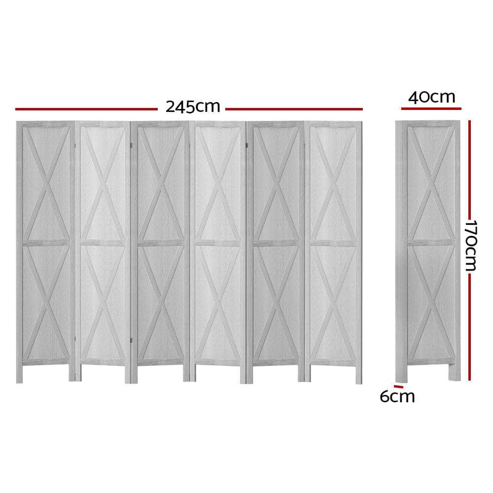 Room Divider Screen Privacy Wood Dividers Stand 6 Panel White