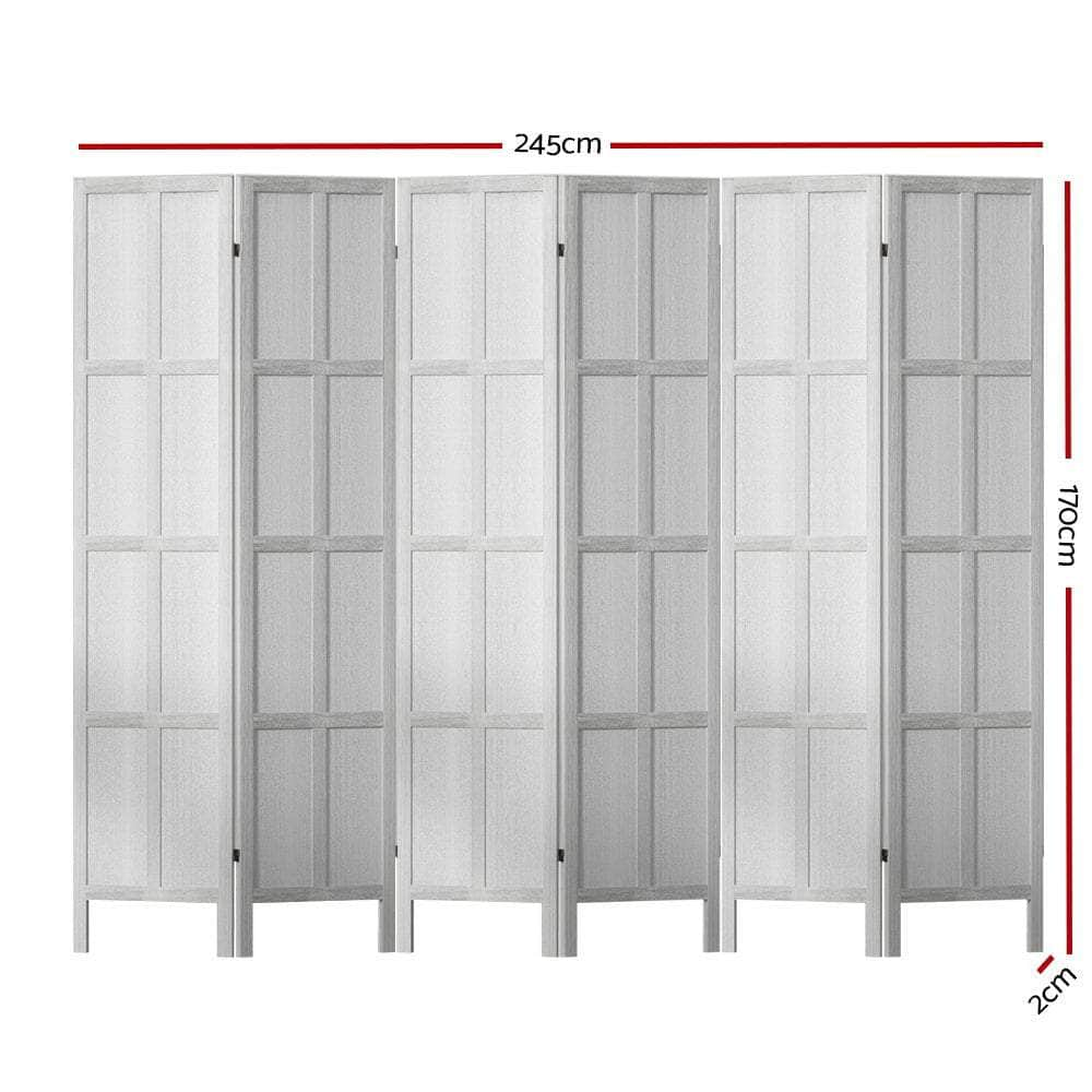 Room Divider Screen Privacy Wood Dividers Stand 6 Panel White