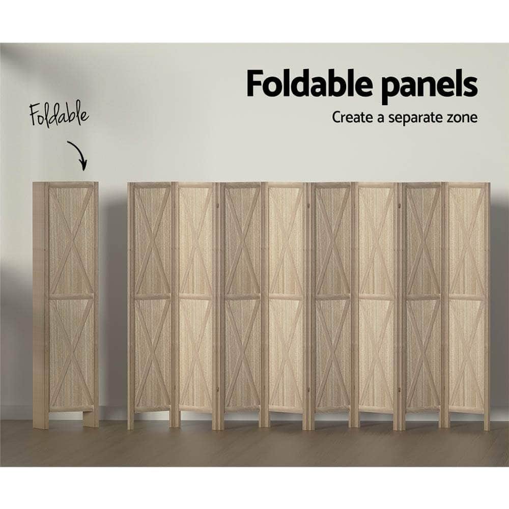 Room Divider Screen Privacy Wood Dividers Stand 8 Panel Brown
