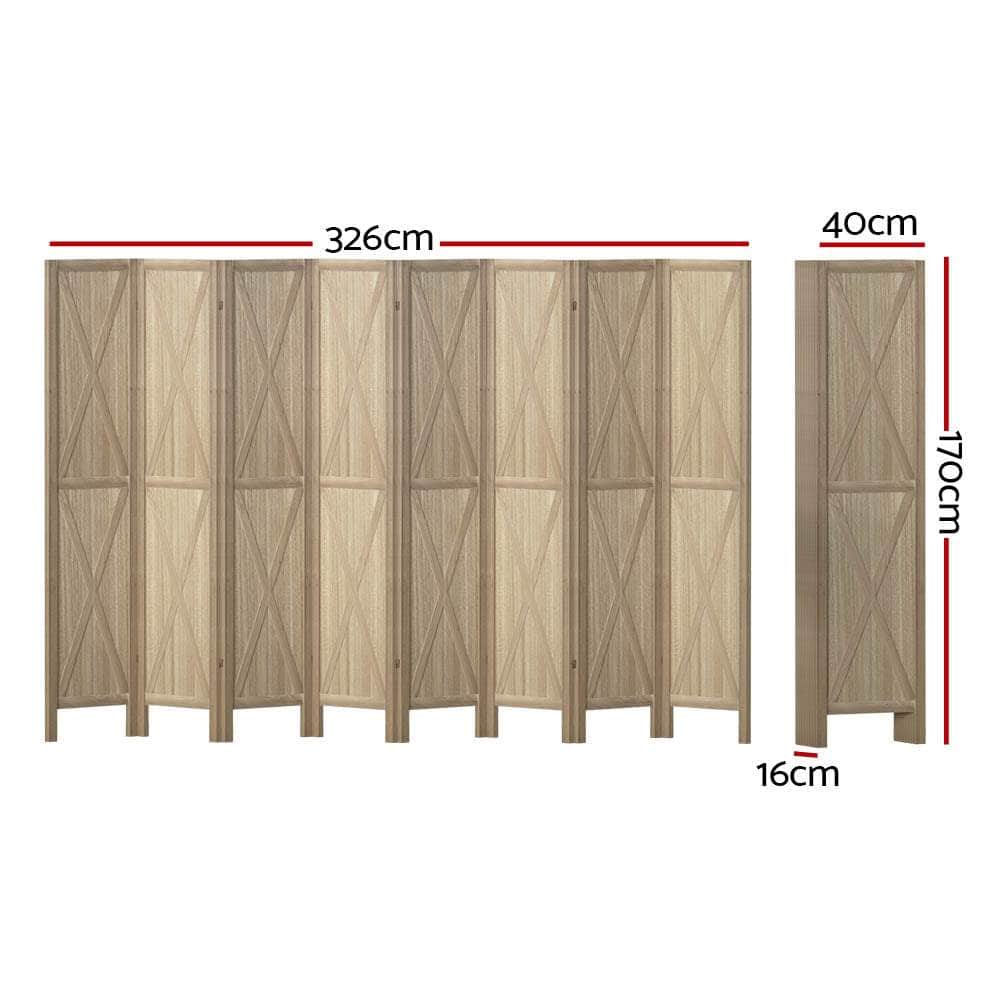 Room Divider Screen Privacy Wood Dividers Stand 8 Panel Brown