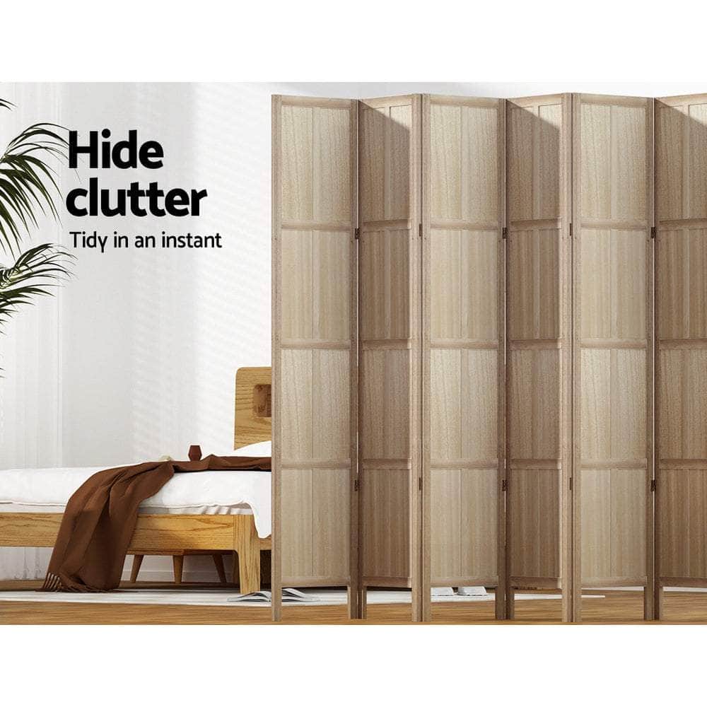 Room Divider Screen Privacy Wood Dividers Stand 8 Panel Brown