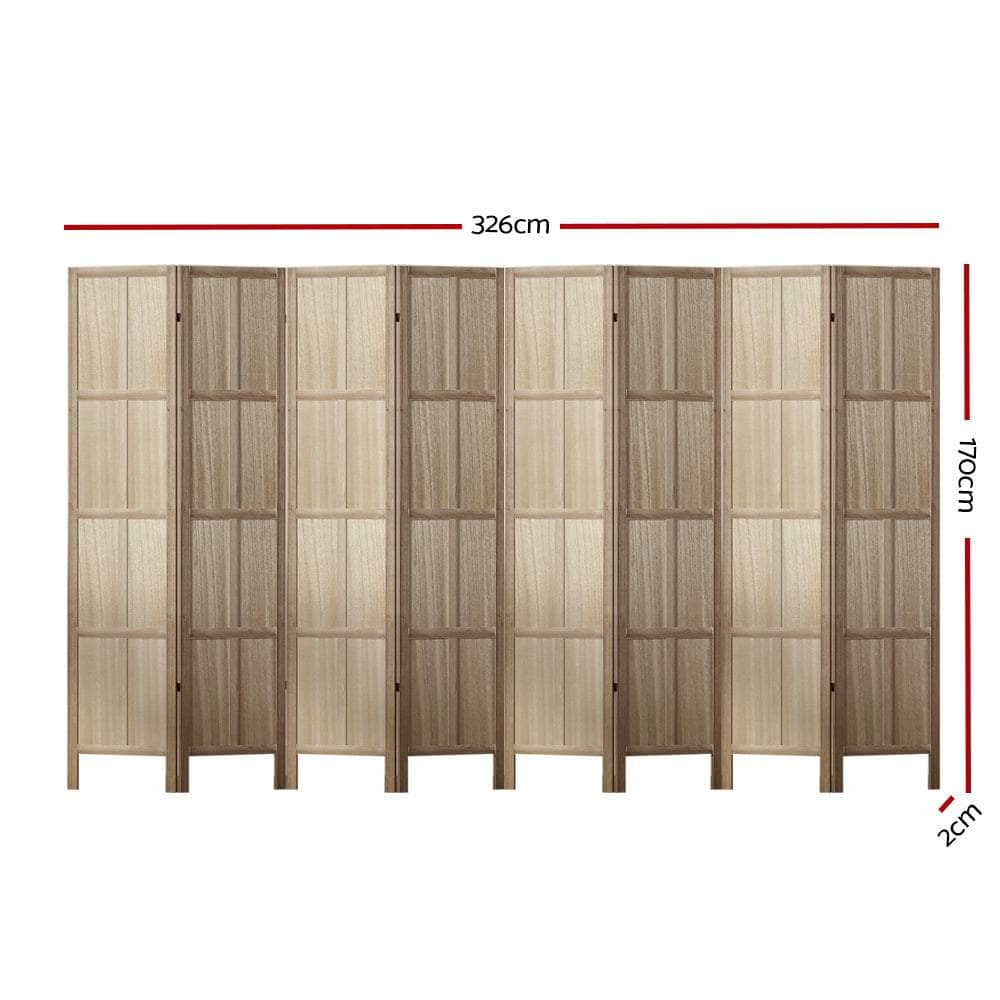 Room Divider Screen Privacy Wood Dividers Stand 8 Panel Brown