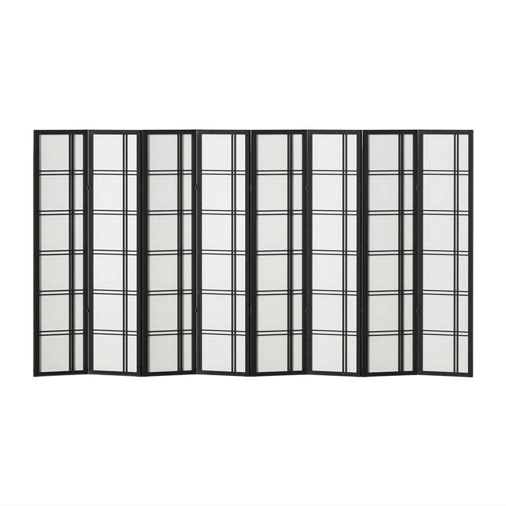 Room Divider Screen Privacy Wood Dividers Stand 8 Panel Nova Black