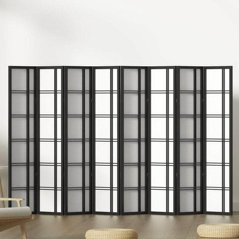 Room Divider Screen Privacy Wood Dividers Stand 8 Panel Nova Black