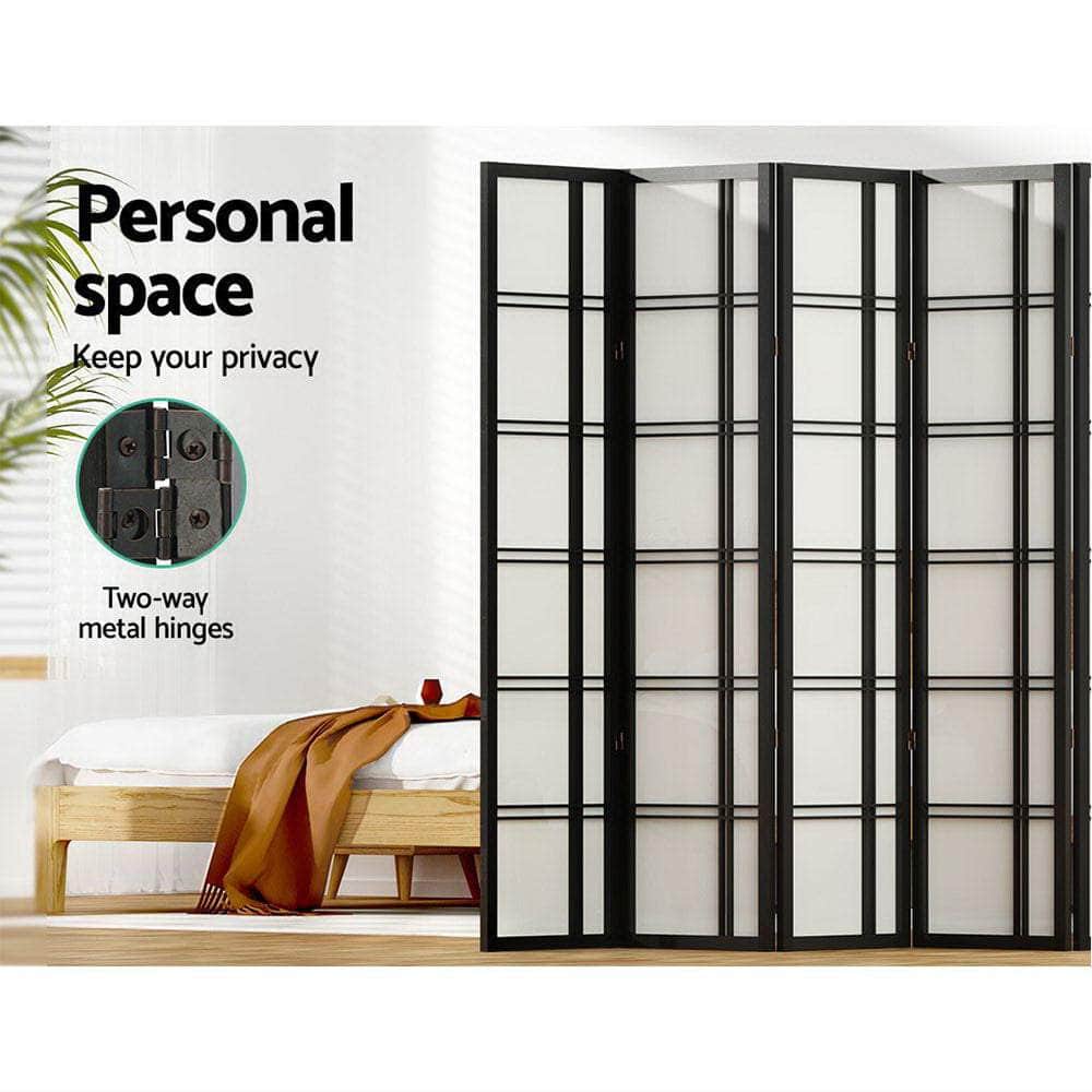 Room Divider Screen Privacy Wood Dividers Stand 8 Panel Nova Black