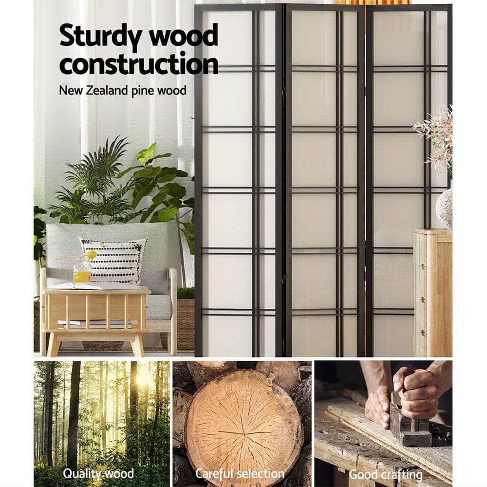 Room Divider Screen Privacy Wood Dividers Stand 8 Panel Nova Black