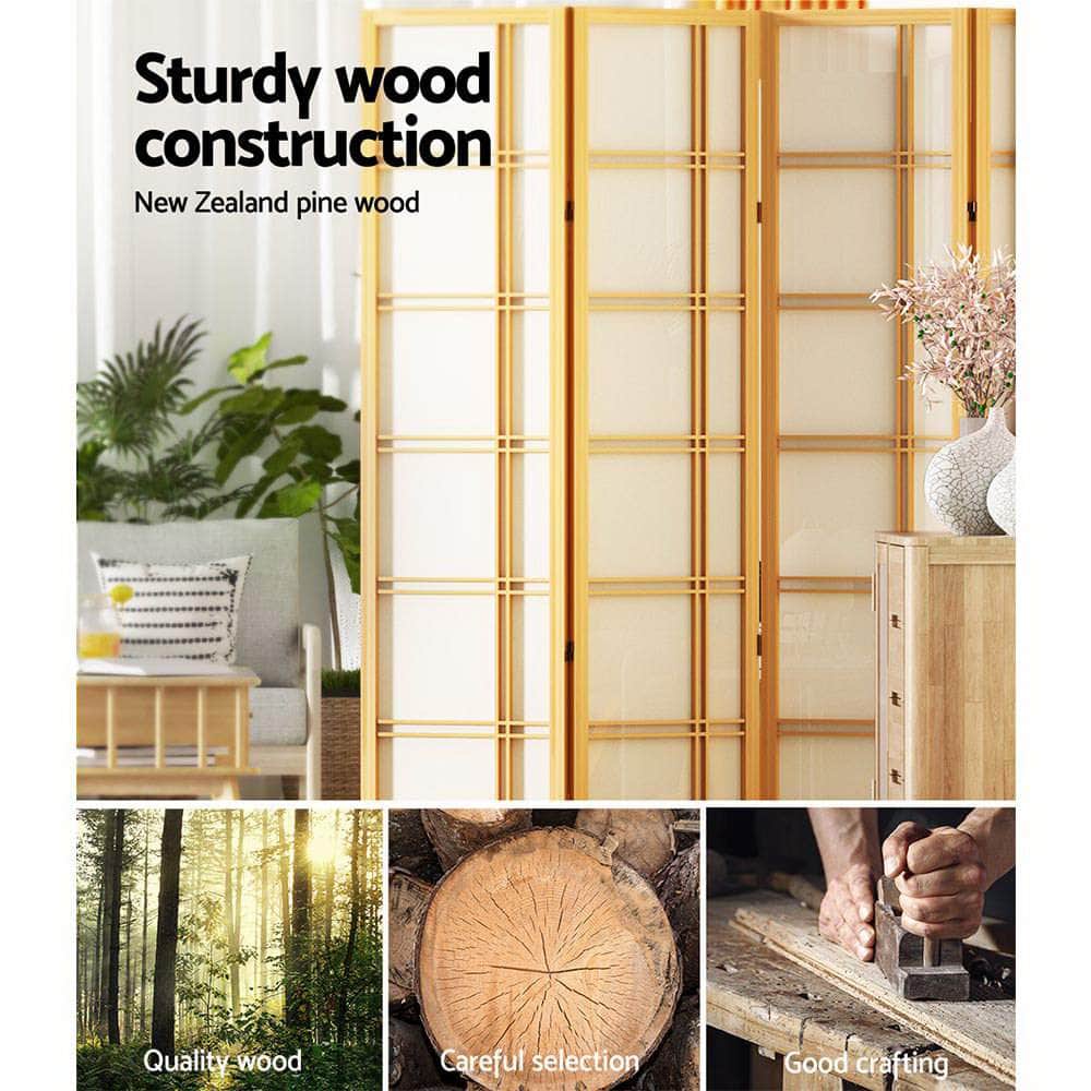 Room Divider Screen Privacy Wood Dividers Stand 8 Panel Nova Natural