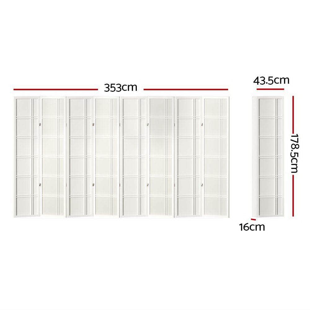 Room Divider Screen Privacy Wood Dividers Stand 8 Panel Nova White