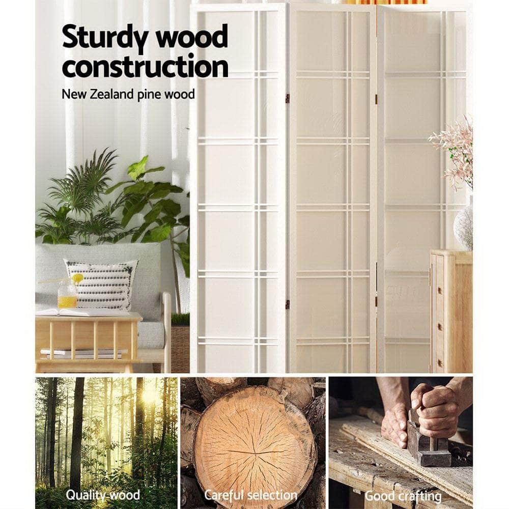 Room Divider Screen Privacy Wood Dividers Stand 8 Panel Nova White