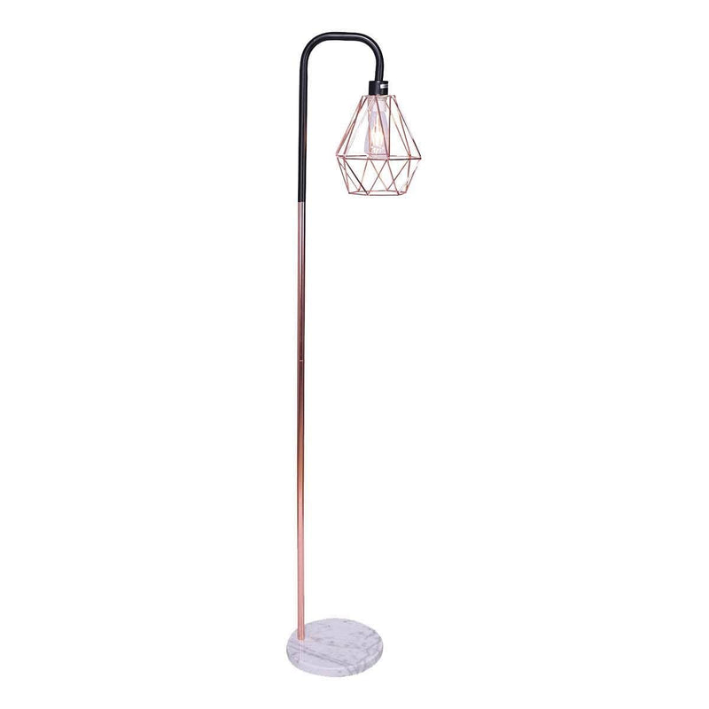 Rose Gold Floor Lamp with Geometric Shade