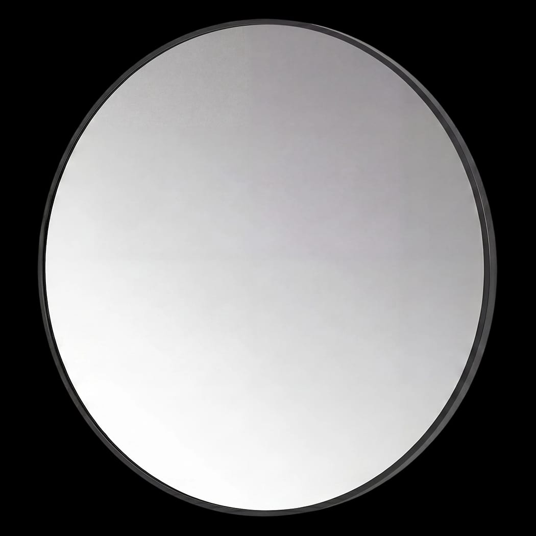 60cm Round Bathroom Mirror Black Frame HD Glass | Glass finish