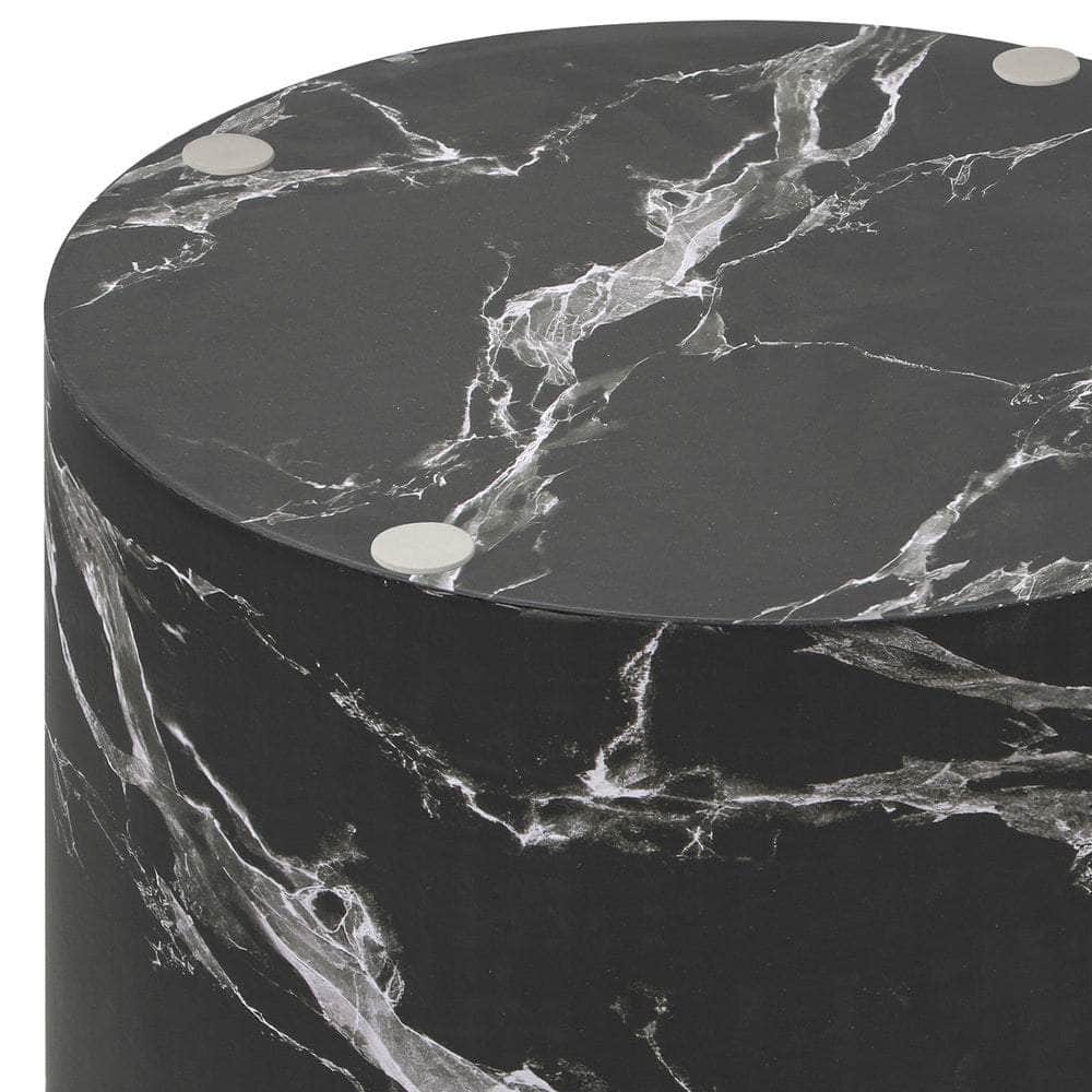Round Coffee Table Set of 2 Marble Effect