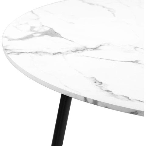 Round Dining Table & 4PCS Dining Chairs PU Black