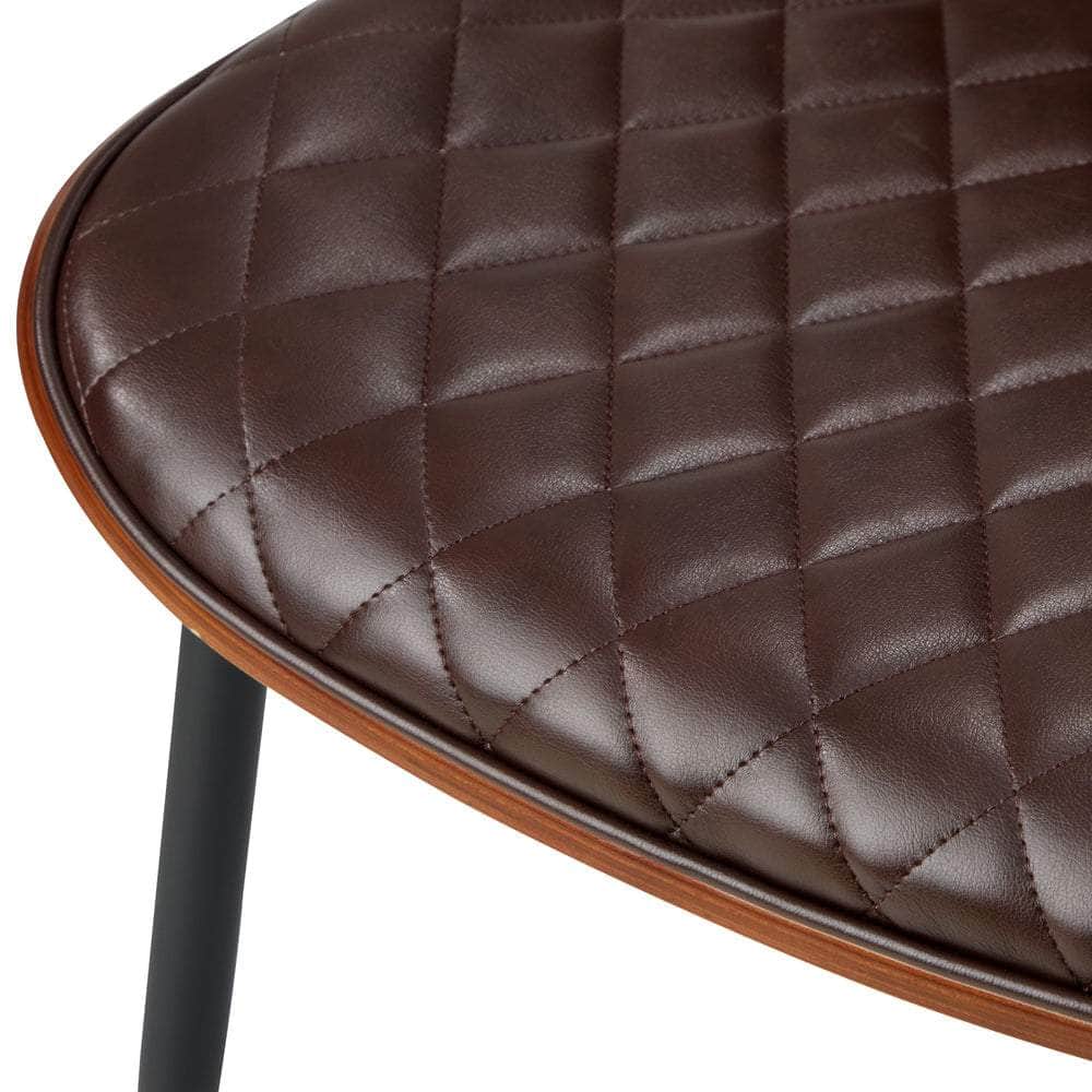 Round Dining Table & 4PCS Dining Chairs PU Walnut