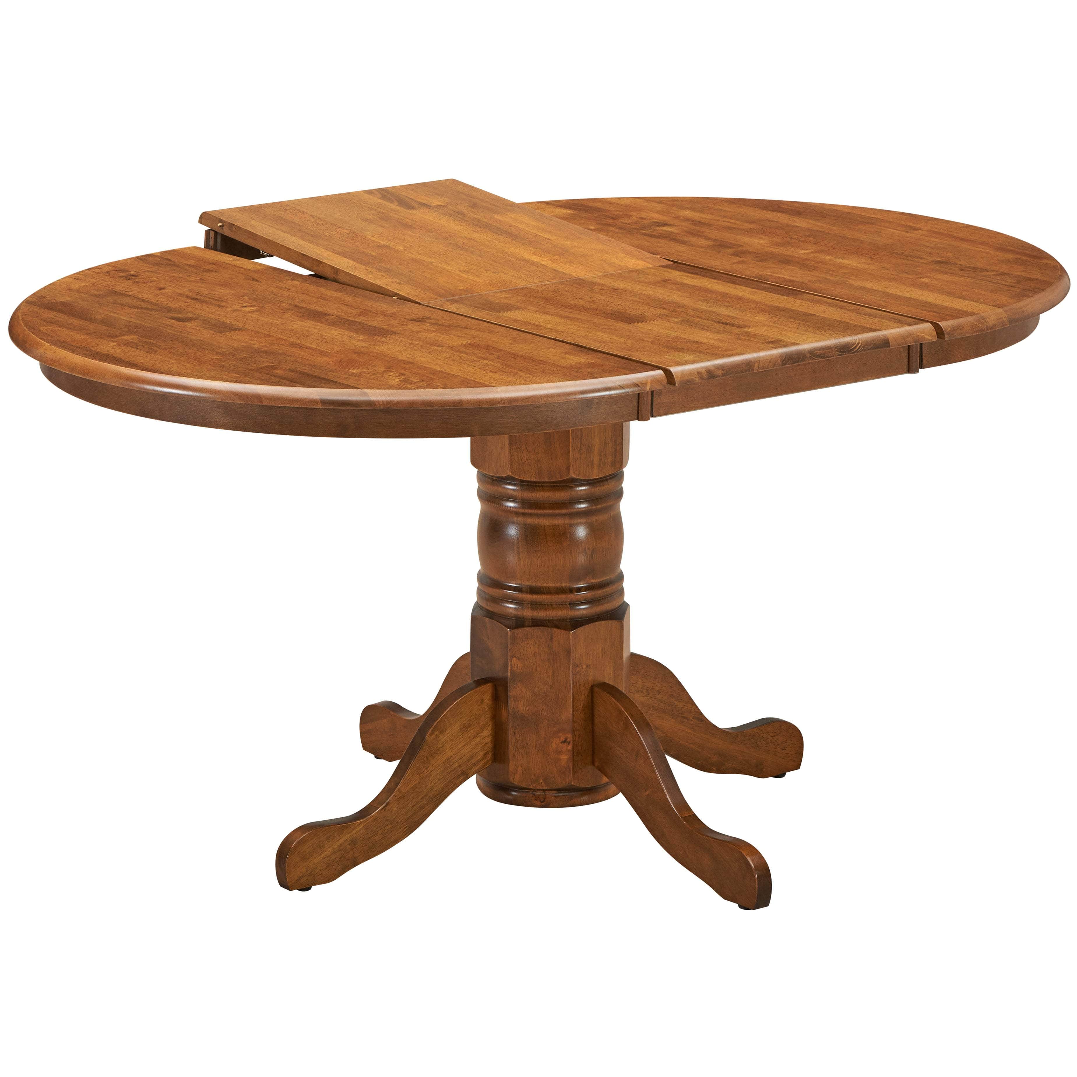 Round Dining Table Pedestral Stand Solid Rubber Wood