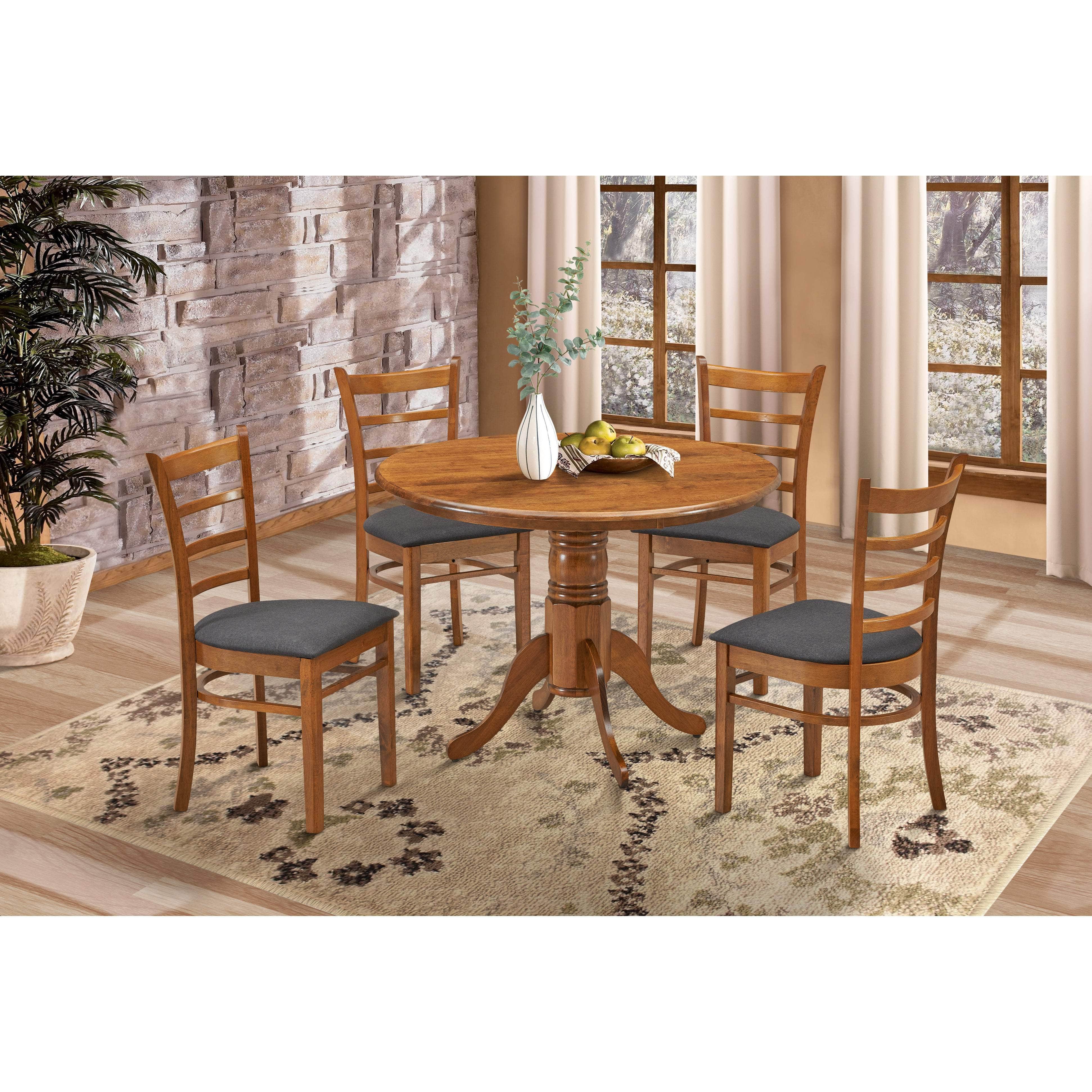 Round Dining Table Pedestral Stand Solid Rubber Wood