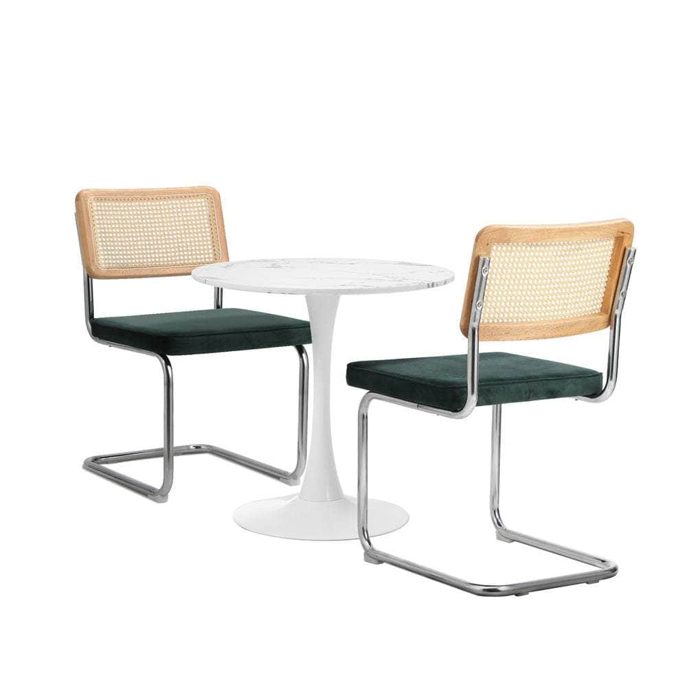 Round Dining Table with Dining Chairs PU Leather/Velvet