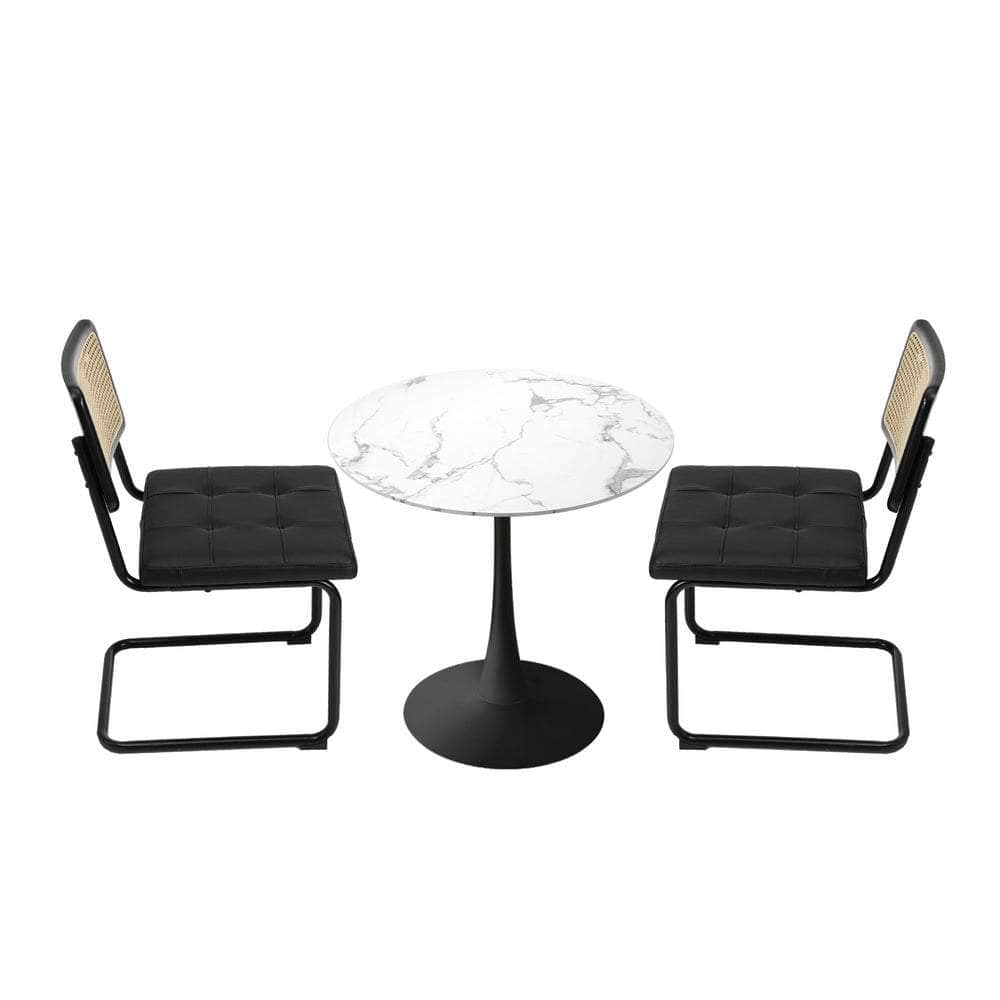 Round Dining Table with Dining Chairs PU Leather/Velvet