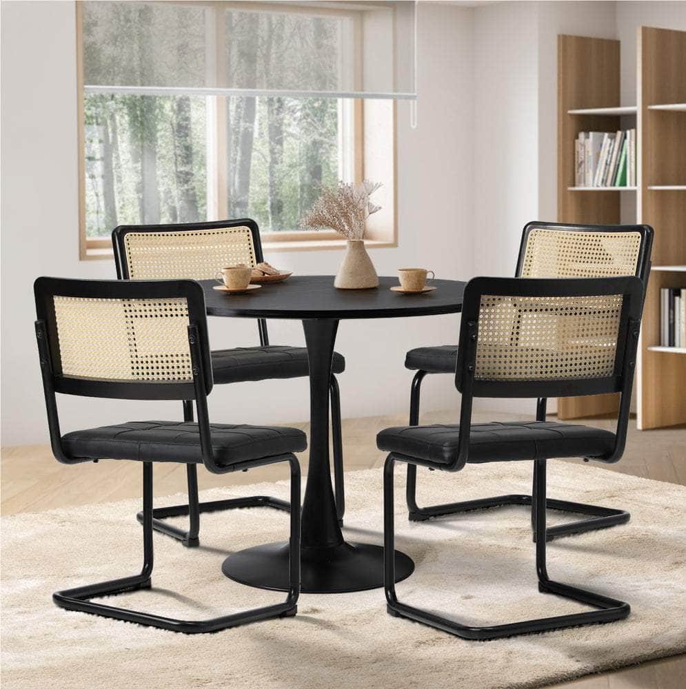 Round Dining Table with Dining Chairs PU Leather/Velvet