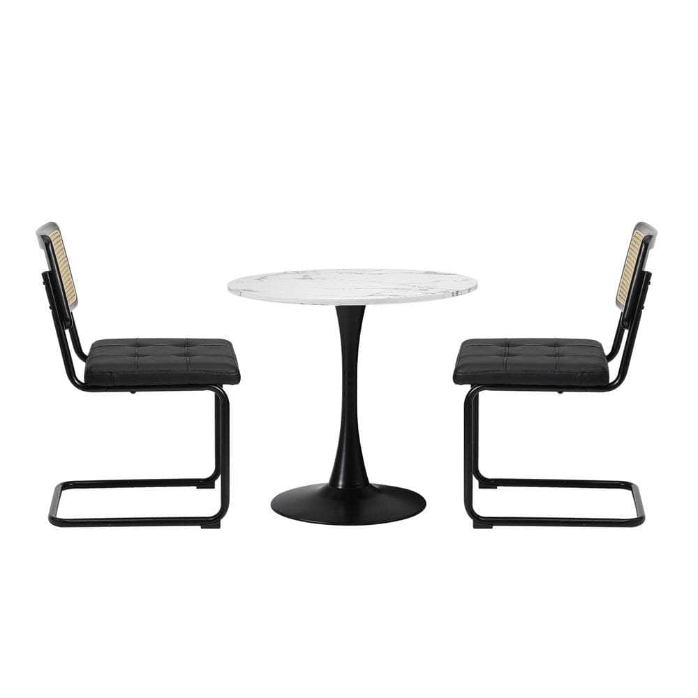 Round Dining Table with Dining Chairs PU Leather/Velvet