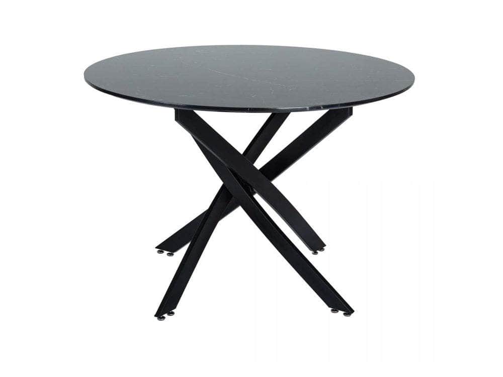 Round Marble-Effect Table-Black